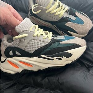 Yeezy Kids Sneakers in Teal, Gray, Black & Orange